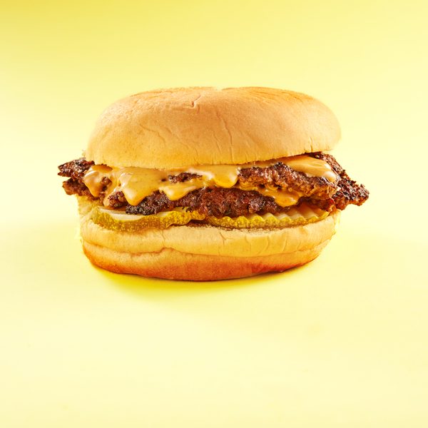 PB Smash burger with peanut butter and beef bacon